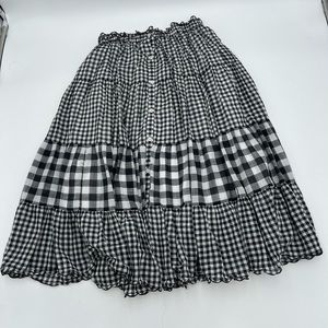 THE GREAT. Charcoal Gingham Check Tiered Maxi Skirt size 1